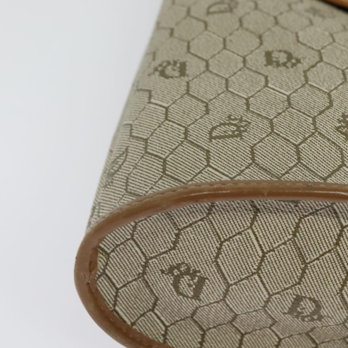 Christian Dior Honeycomb Canvas Shoulder Bag PVC Beige Gold Auth ti3385
