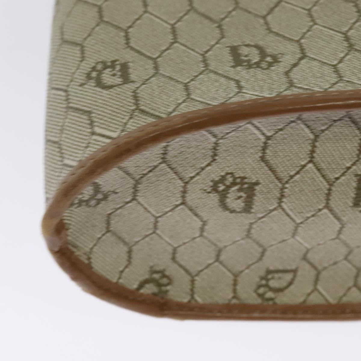 Christian Dior Honeycomb Canvas Shoulder Bag PVC Beige Gold Auth ti3385