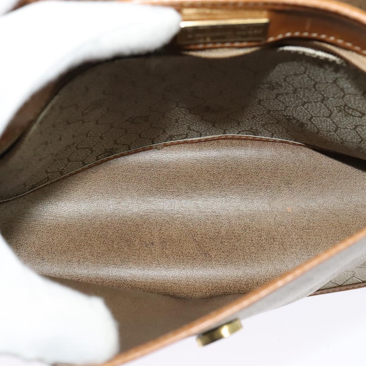 Christian Dior Honeycomb Canvas Shoulder Bag PVC Beige Gold Auth ti3385