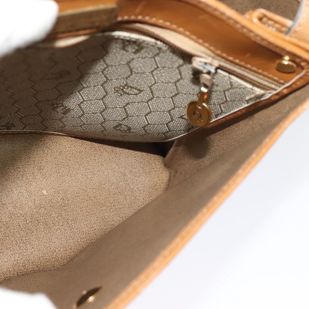 Christian Dior Honeycomb Canvas Shoulder Bag PVC Beige Gold Auth ti3385