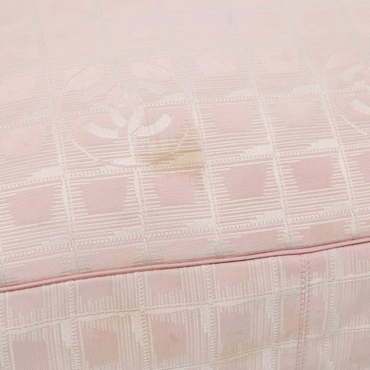 CHANEL New Travel Line Tote Bag Nylon Pink Gold CC Auth ti3386