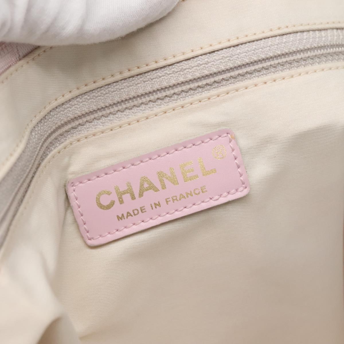 CHANEL New Travel Line Tote Bag Nylon Pink Gold CC Auth ti3386