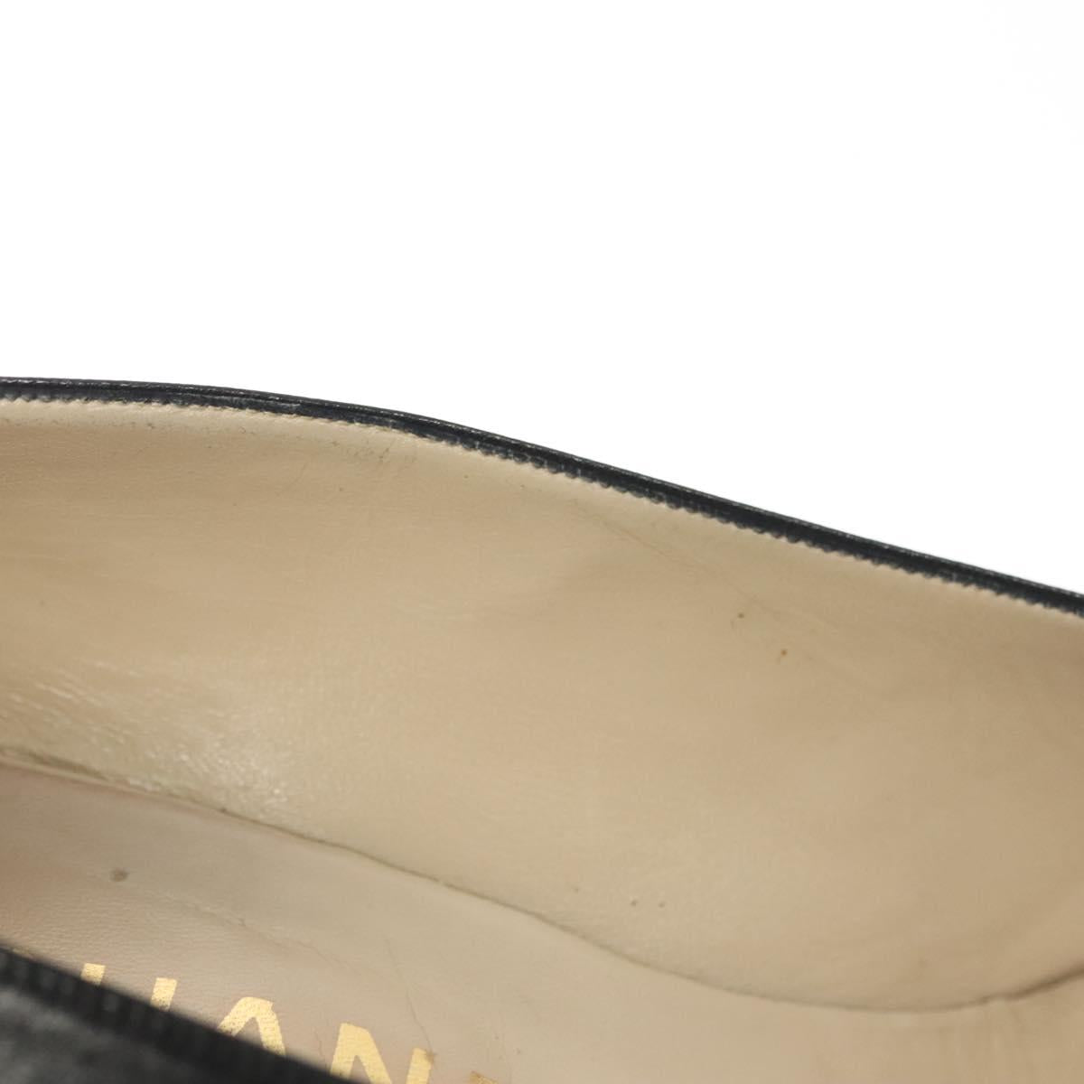 CHANEL pumps High heels Leather 35 1/2 Black CC Auth ti3388