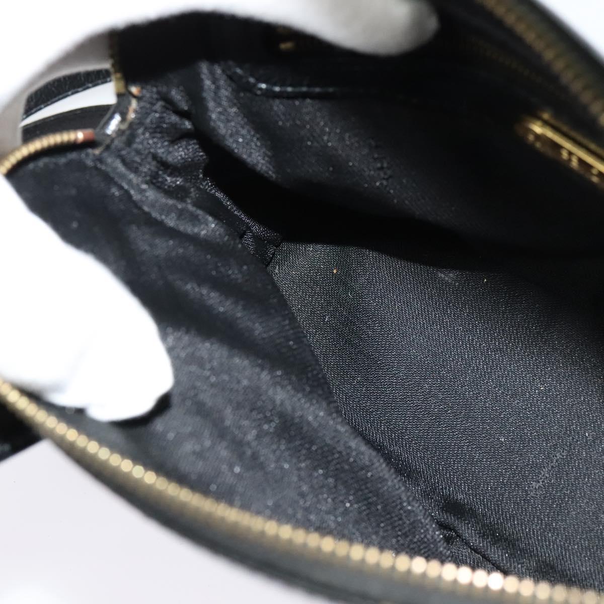 FENDI Hand Bag Enamel 2way Black Gold Auth ti3390