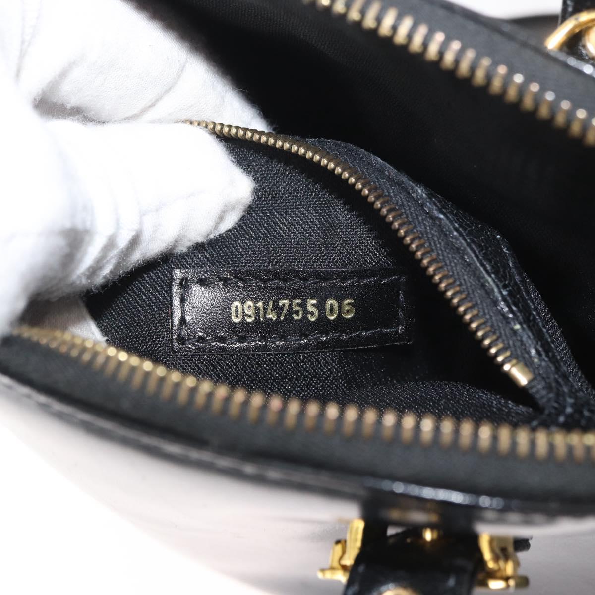 FENDI Hand Bag Patent leather 2way Black Gold Auth ti3390