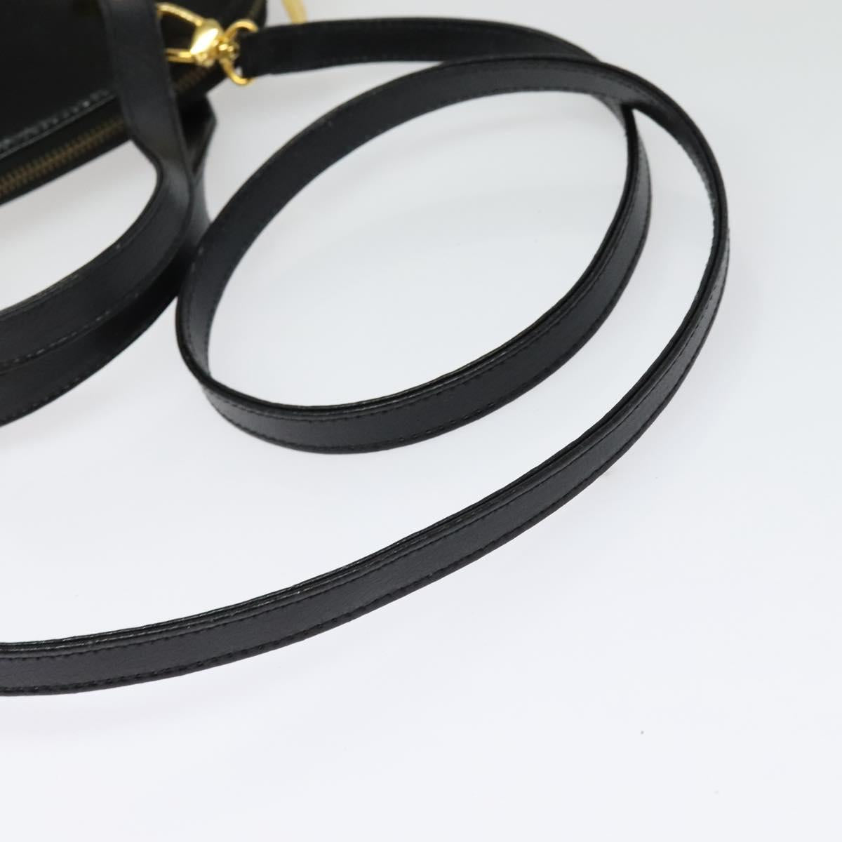 FENDI Hand Bag Enamel 2way Black Gold Auth ti3390