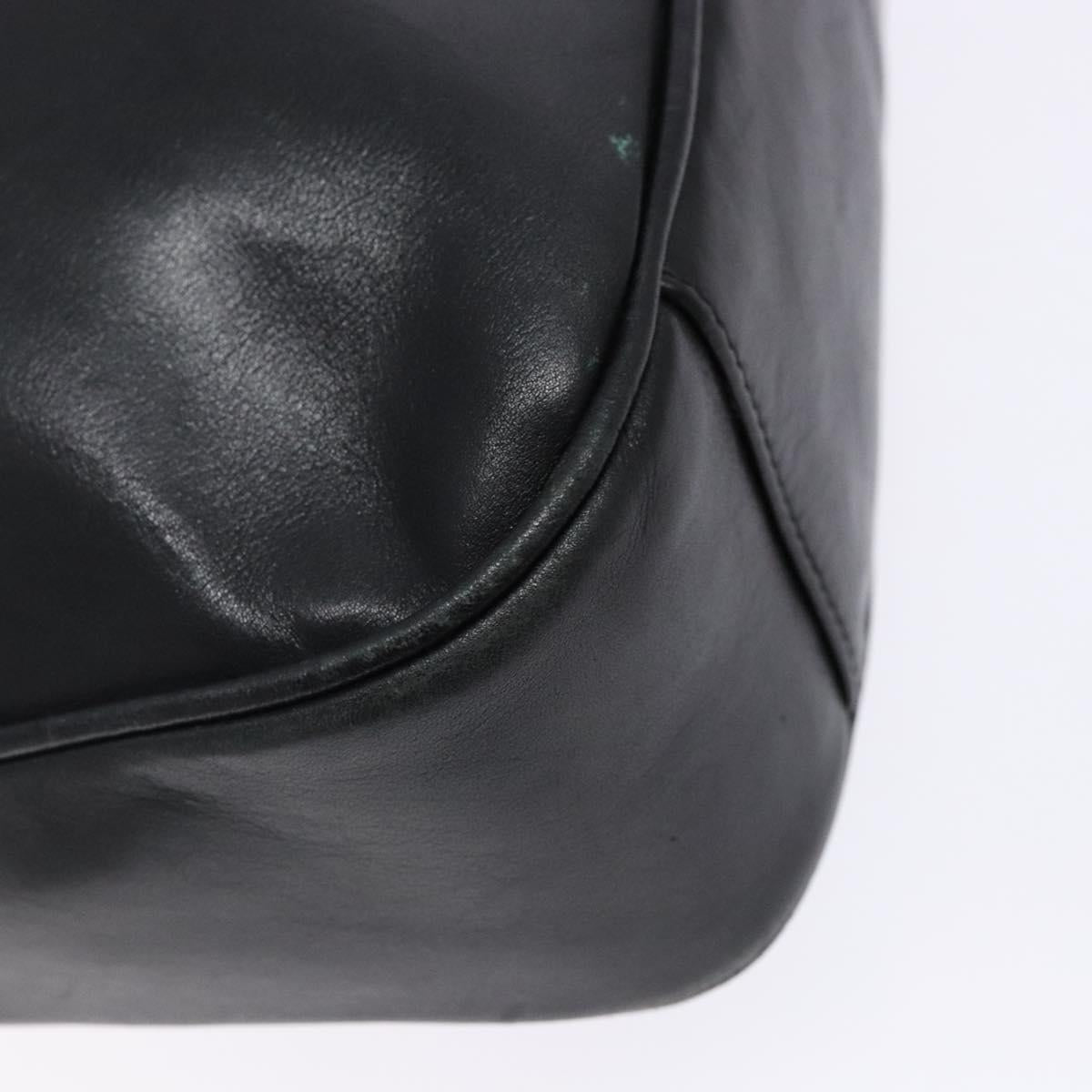 GUCCI Bamboo Hand Bag Leather 2way Black Gold 001 1705 1638 Auth ti3391