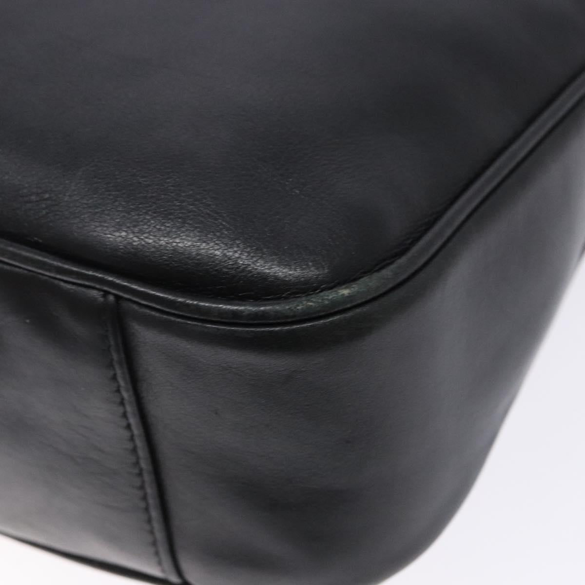 GUCCI Bamboo Hand Bag Leather 2way Black Gold 001 1705 1638 Auth ti3391