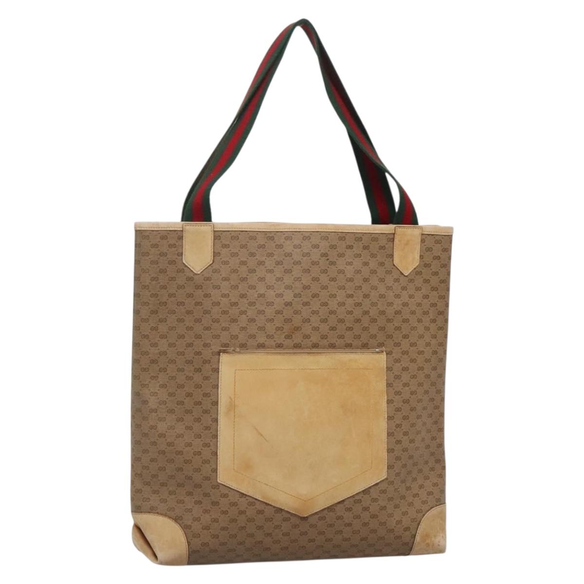 GUCCI Micro GG Supreme Web Sherry Line Bag PVC Beige 904 002 0222 Auth ti3393