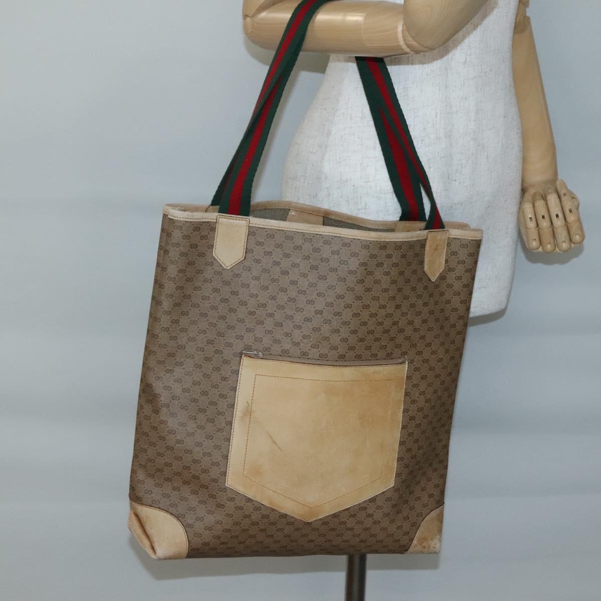 GUCCI Micro GG Supreme Web Sherry Line Bag PVC Beige 904 002 0222 Auth ti3393