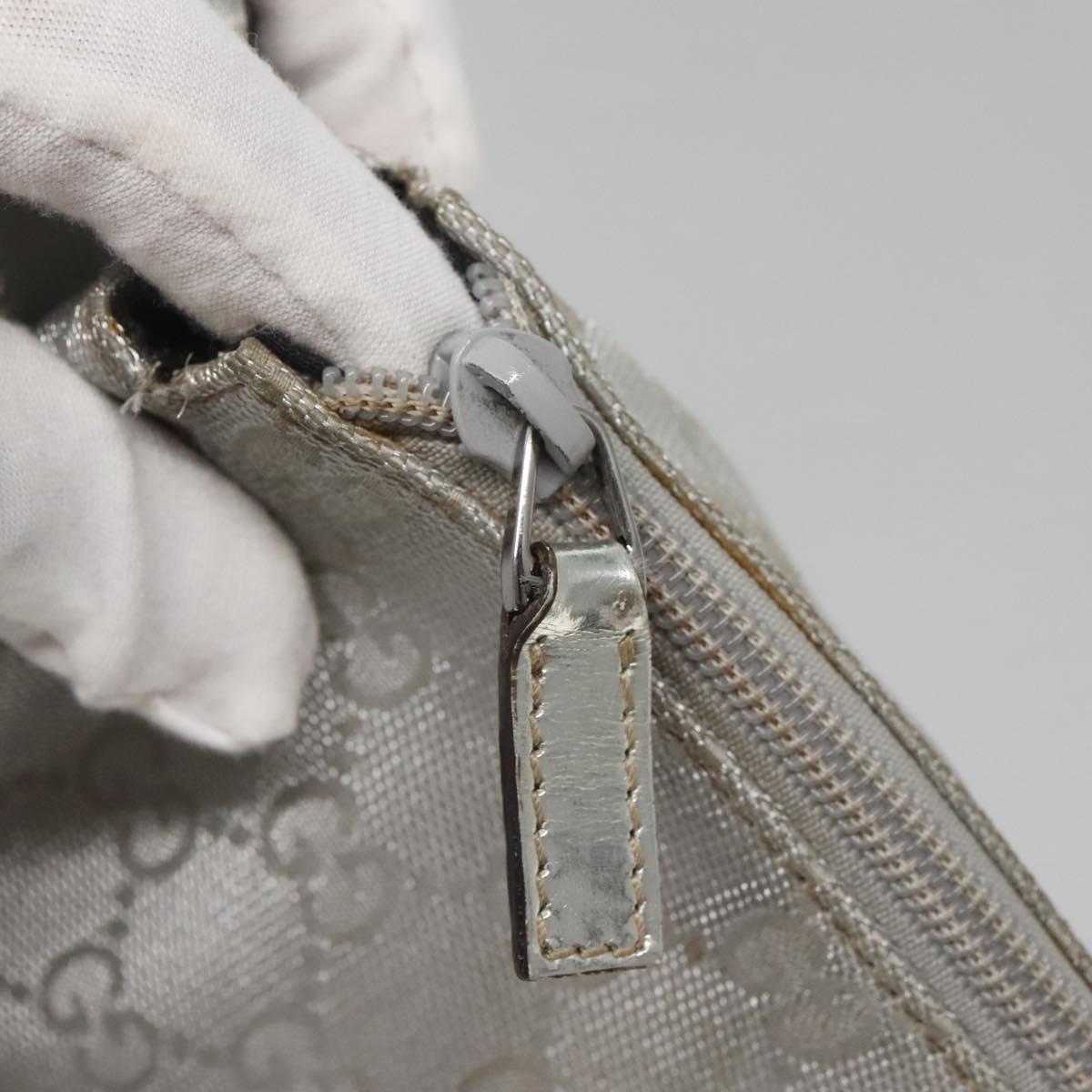 GUCCI GG Canvas Shoulder Bag Silver 145857 Auth ti3396