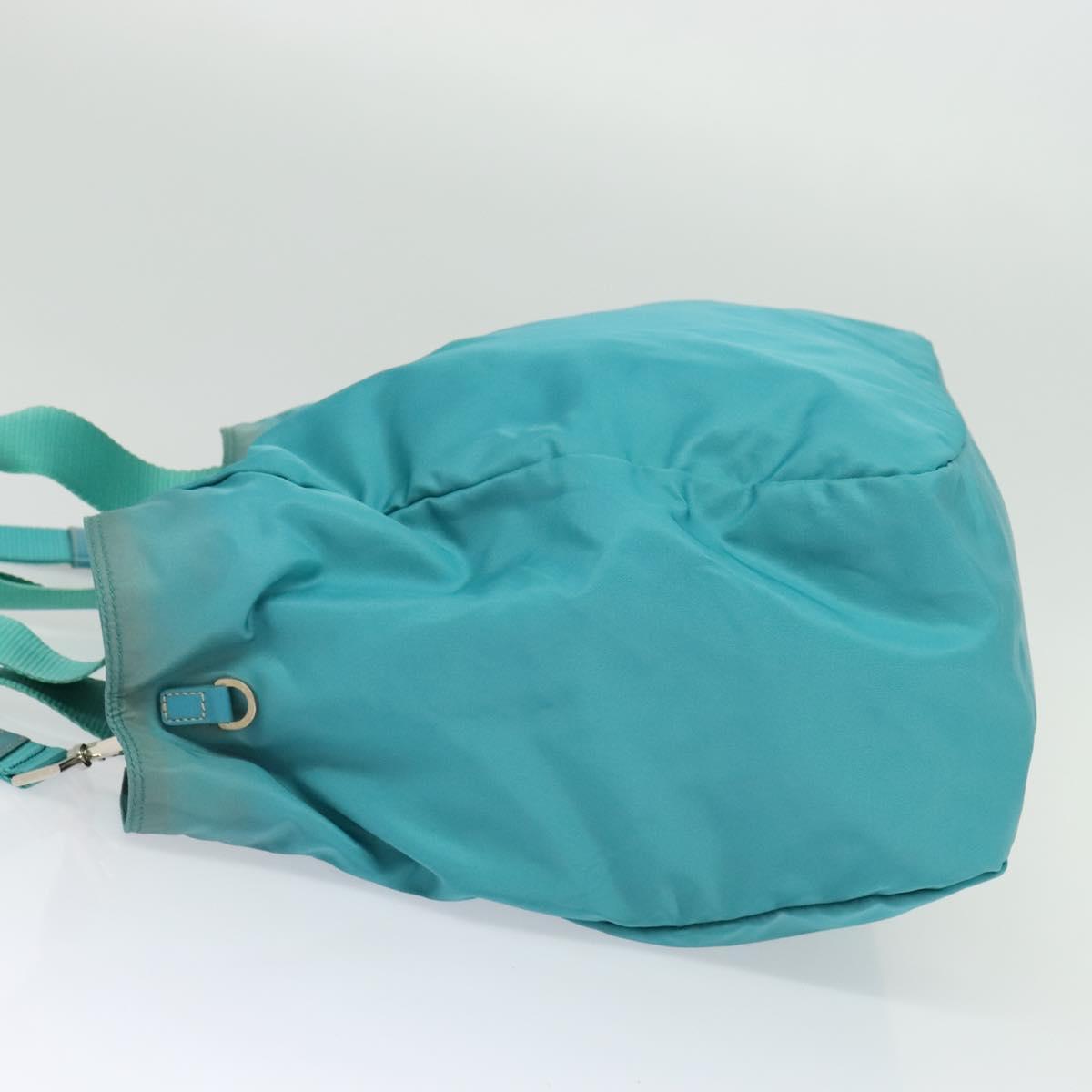 PRADA Tote Bag Nylon 2way Turquoise Blue Silver Auth ti3401
