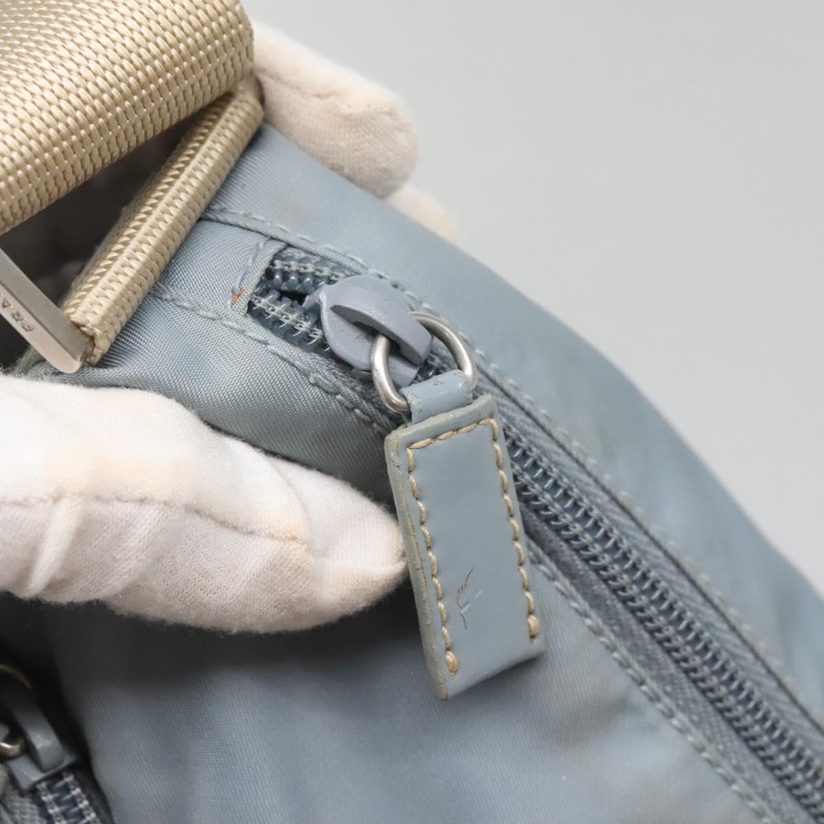 PRADA Shoulder Bag Nylon Light Blue Silver Auth ti3402