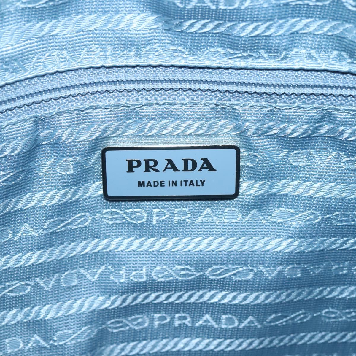 PRADA Shoulder Bag Nylon Light Blue Silver Auth ti3402