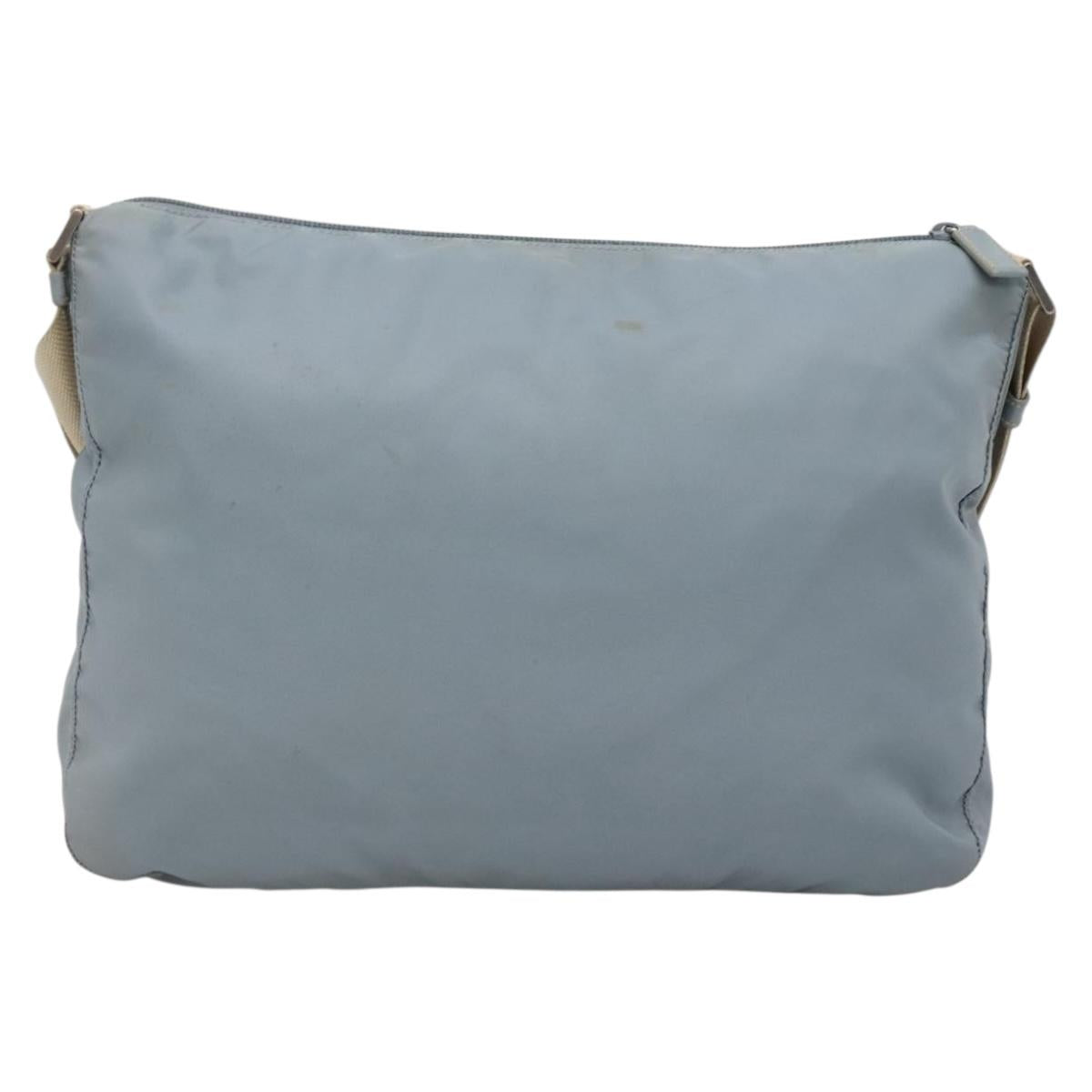 PRADA Shoulder Bag Nylon Light Blue Silver Auth ti3402