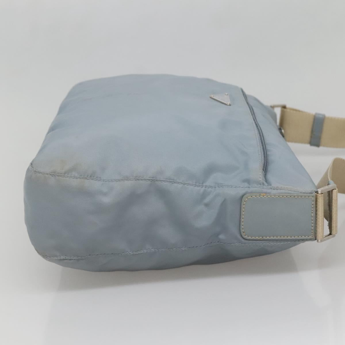 PRADA Shoulder Bag Nylon Light Blue Silver Auth ti3402