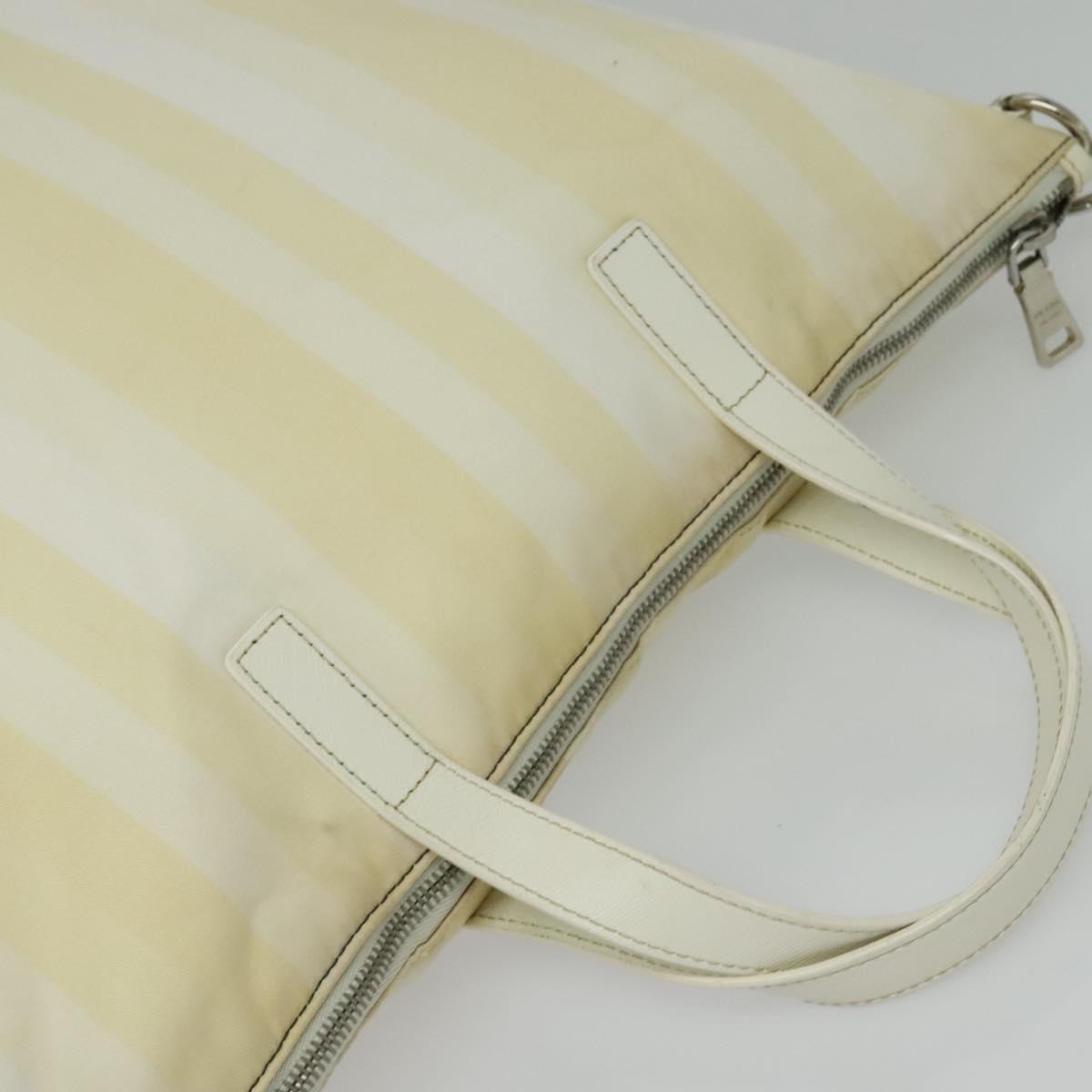 PRADA Hand Bag Nylon 2way Beige Silver Auth ti3404