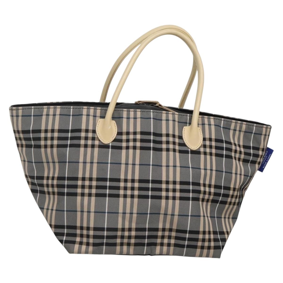 BURBERRY Blue Label Nova Check Tote Bag Nylon Gray Auth ti3408