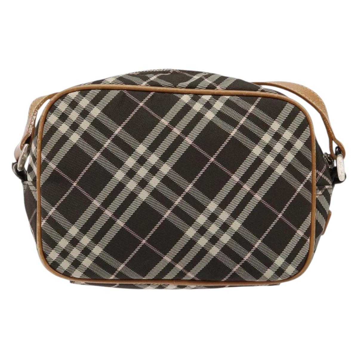 BURBERRY Nova Check Blue Label Shoulder Bag Canvas Brown Gold Auth ti3409
