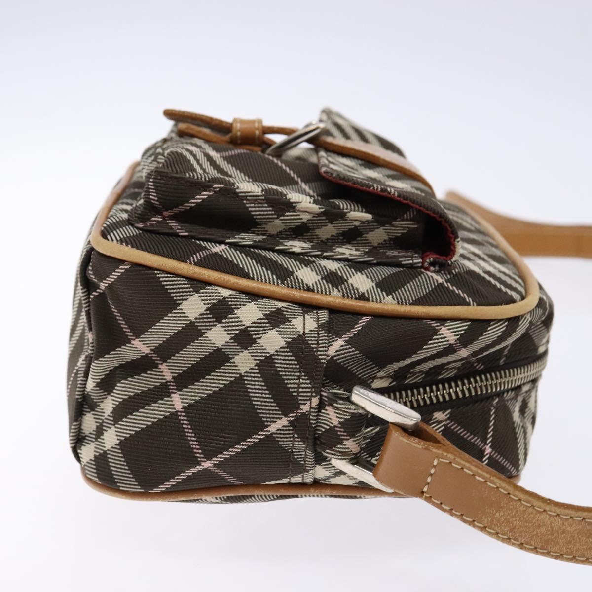 BURBERRY Nova Check Blue Label Shoulder Bag Canvas Brown Gold Auth ti3409