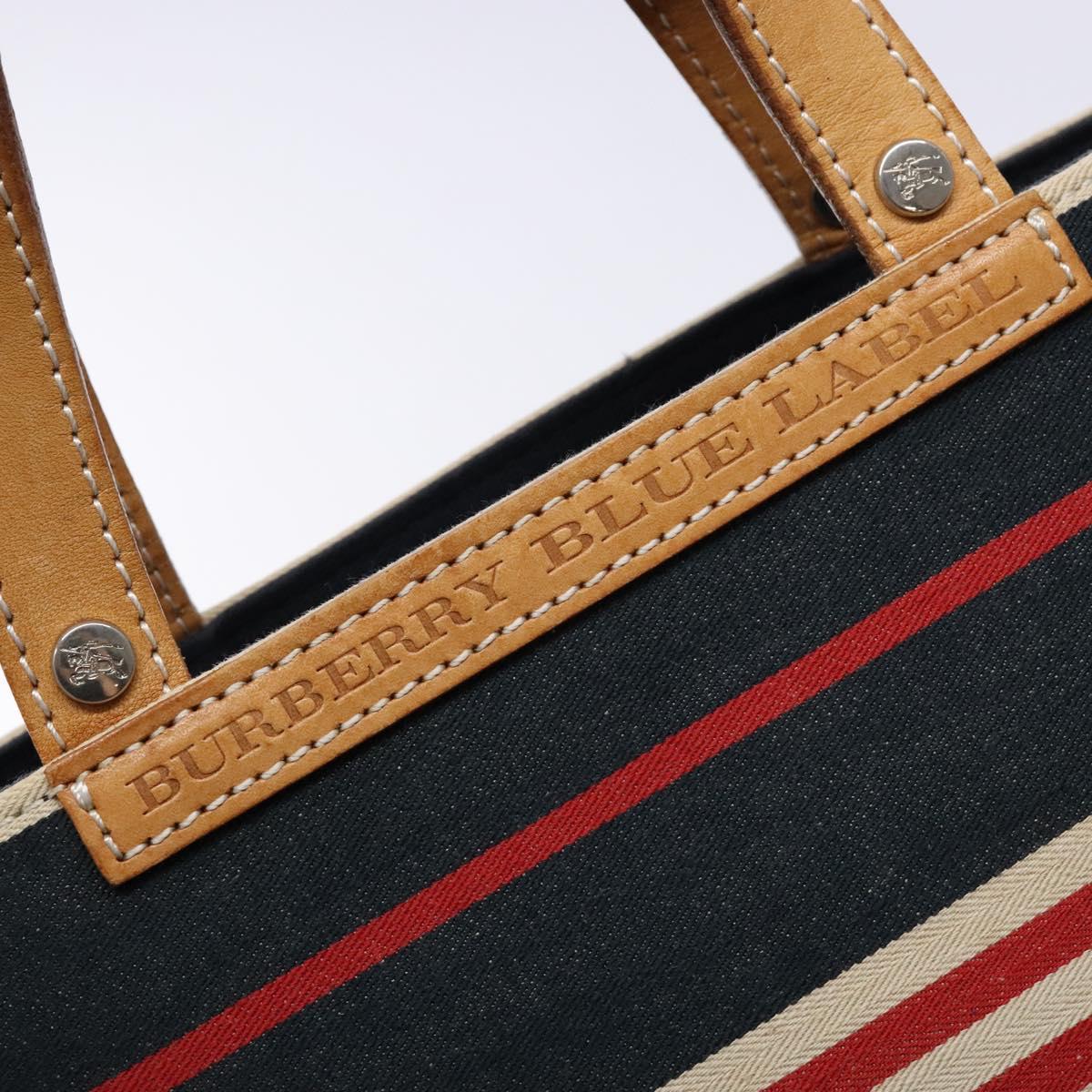 BURBERRY Blue Label Hand Bag Canvas Navy Silver Auth ti3410