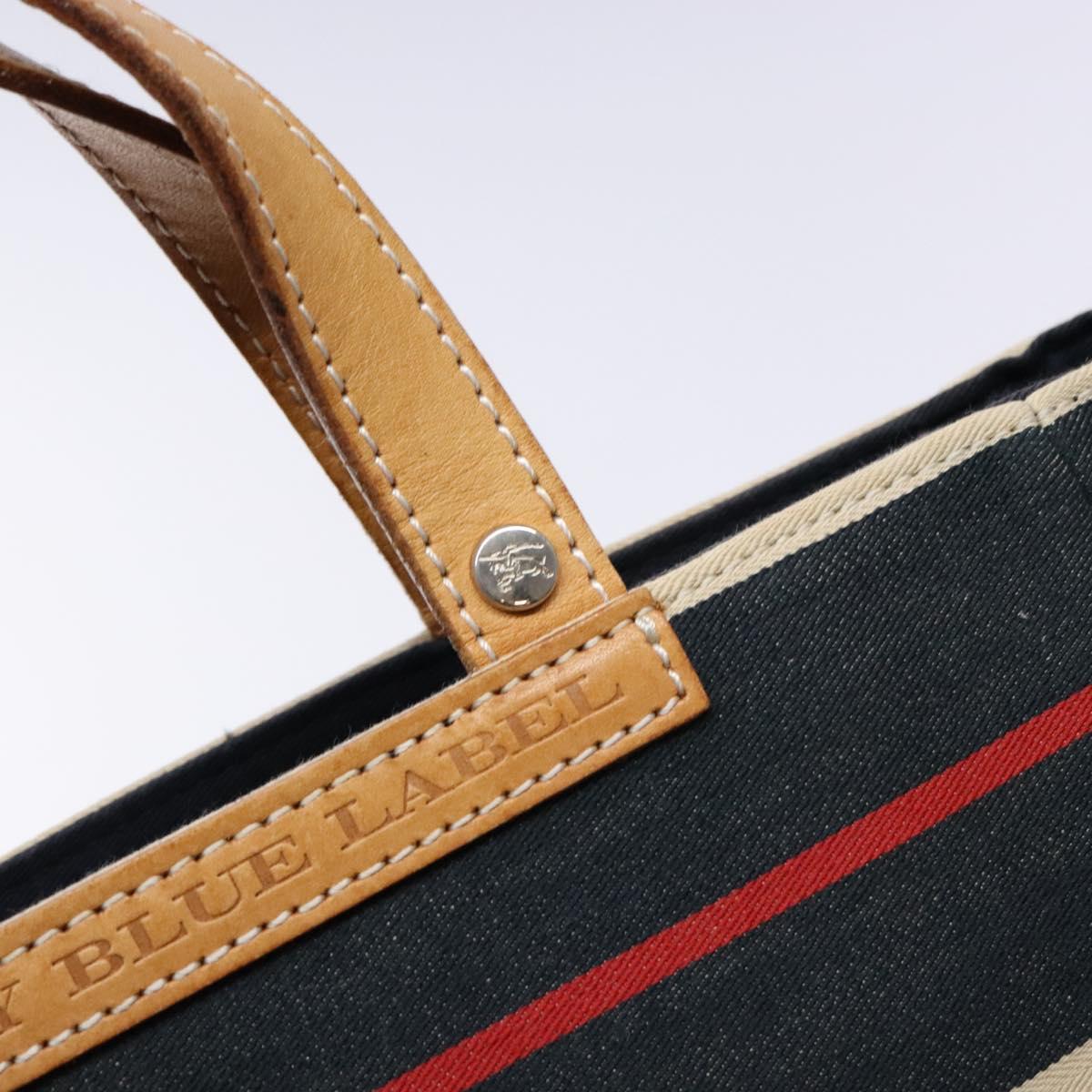 BURBERRY Blue Label Hand Bag Canvas Navy Silver Auth ti3410