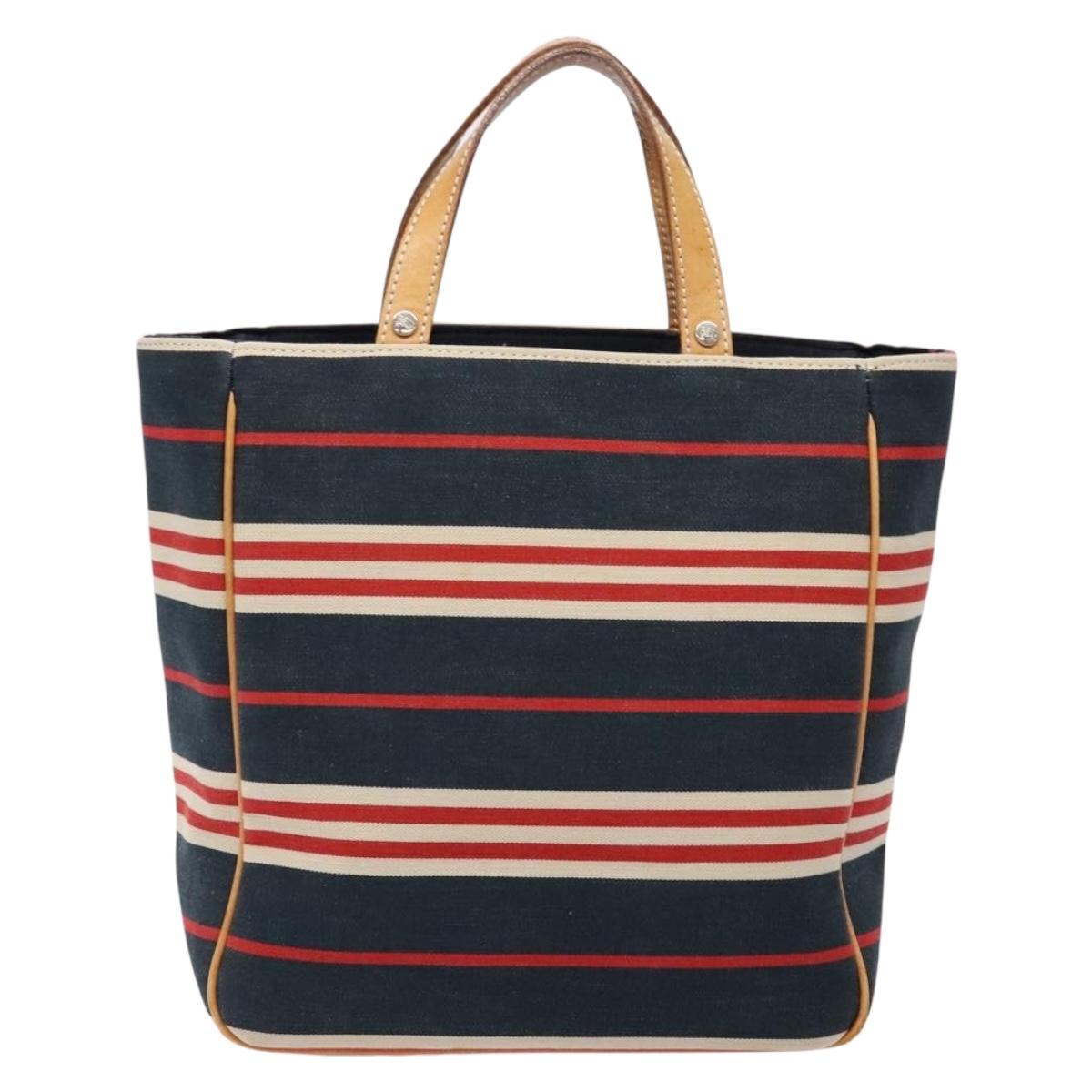 BURBERRY Blue Label Hand Bag Canvas Navy Silver Auth ti3410
