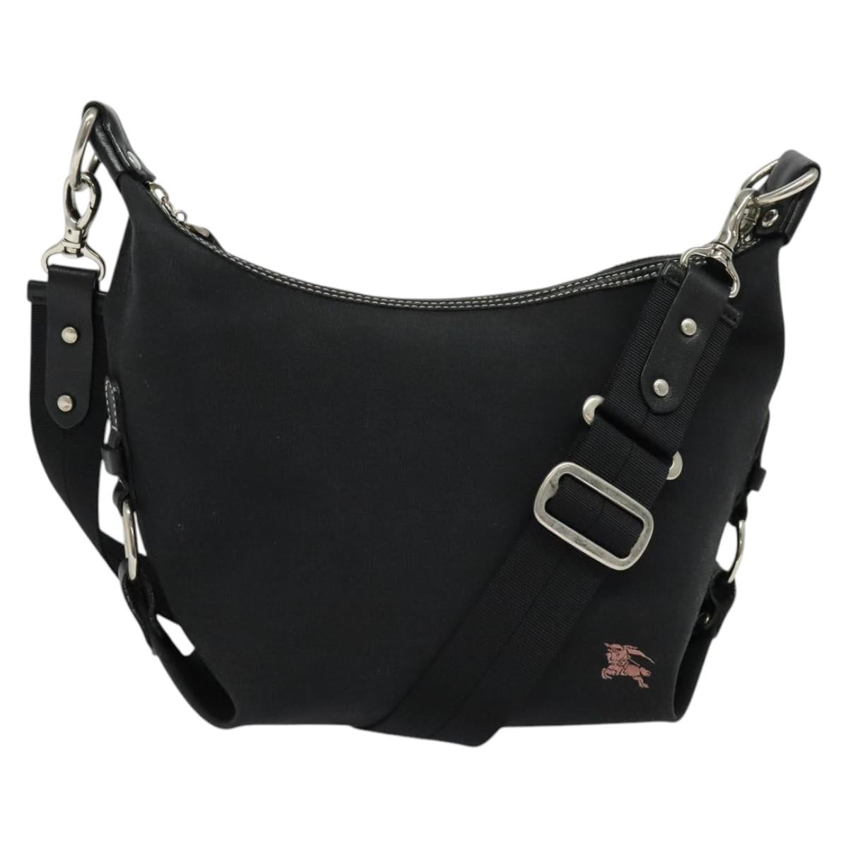 BURBERRY Blue Label Shoulder Bag Canvas Black Silver Auth ti3411