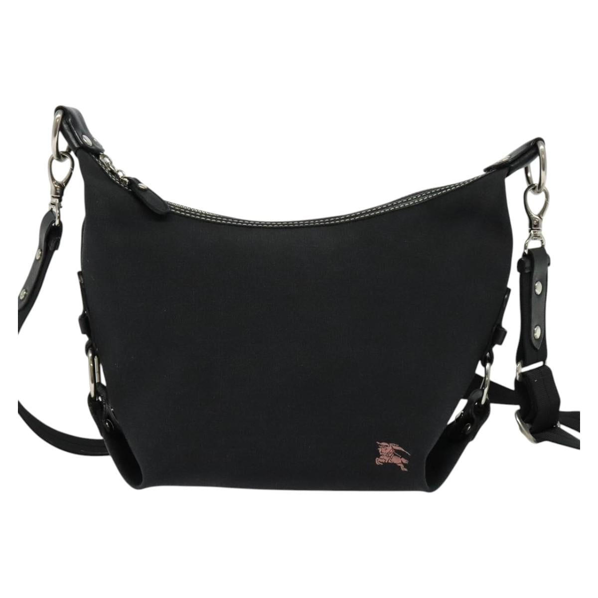 BURBERRY Blue Label Shoulder Bag Canvas Black Silver Auth ti3411