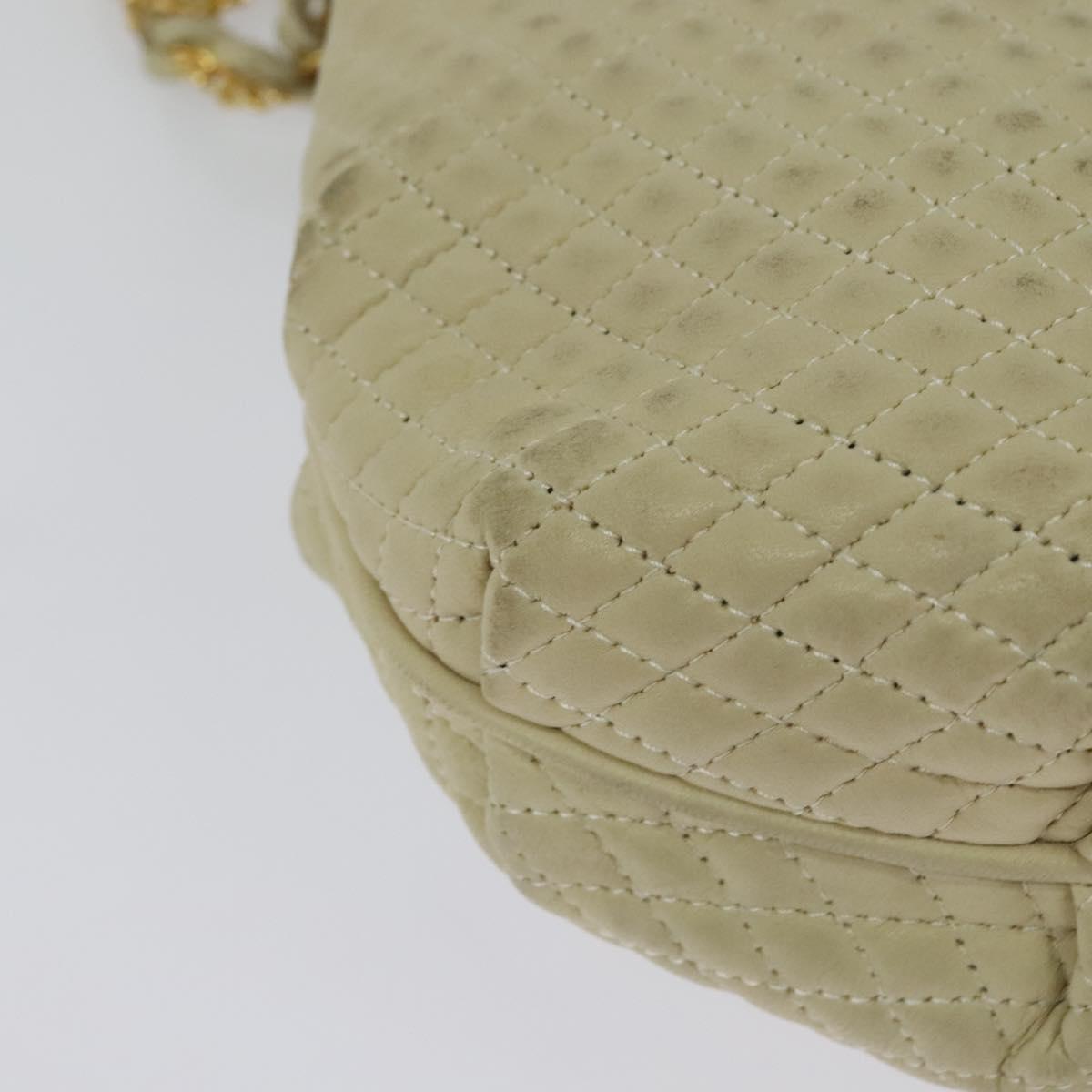 BALLY Shoulder Bag Leather Beige Gold Auth ti3414