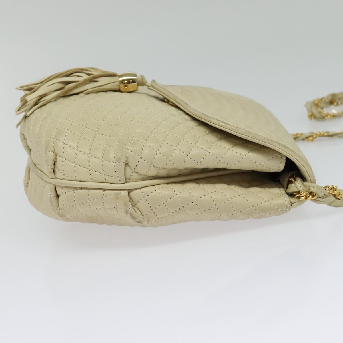 BALLY Shoulder Bag Leather Beige Gold Auth ti3414