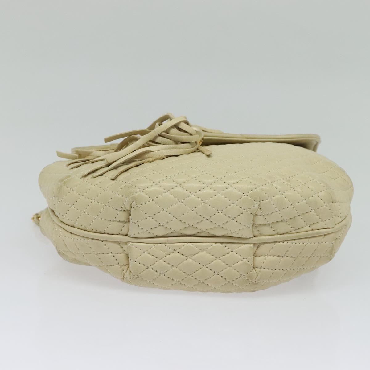 BALLY Shoulder Bag Leather Beige Gold Auth ti3414