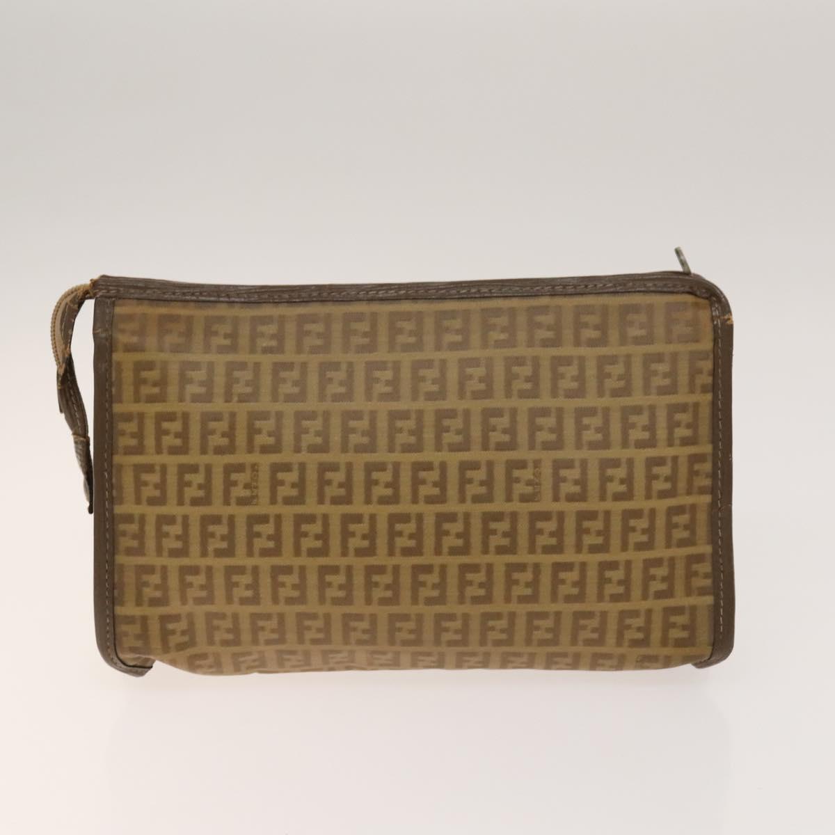 FENDI Celine Zucca Canvas Macadam Canvas Bag PVC 2Set Beige Brown Auth ti3415