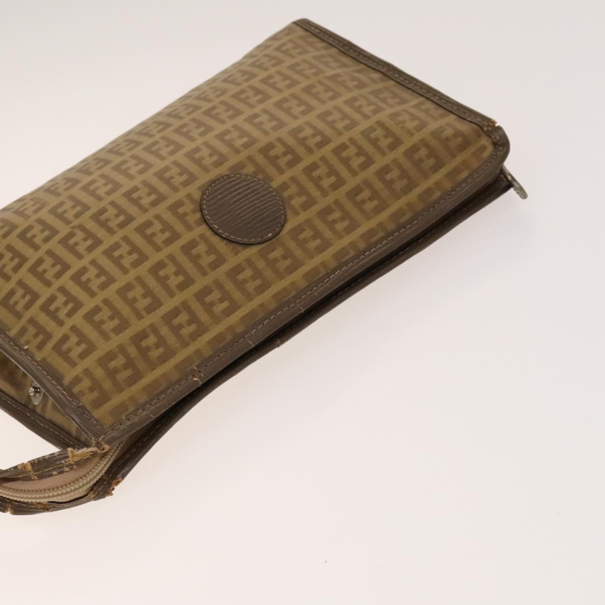FENDI Celine Zucca Canvas Macadam Canvas Bag PVC 2Set Beige Brown Auth ti3415