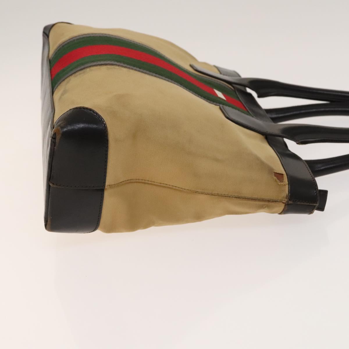 GUCCI Hand Bag Canvas Nylon 2Set Black Beige Auth ti3418
