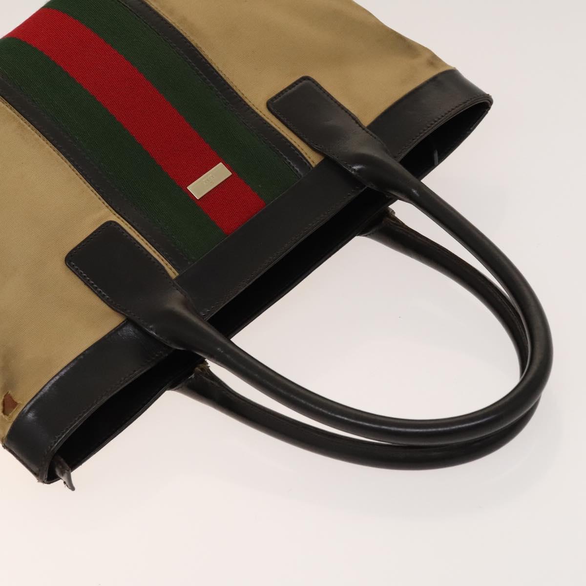 GUCCI Hand Bag Canvas Nylon 2Set Black Beige Auth ti3418