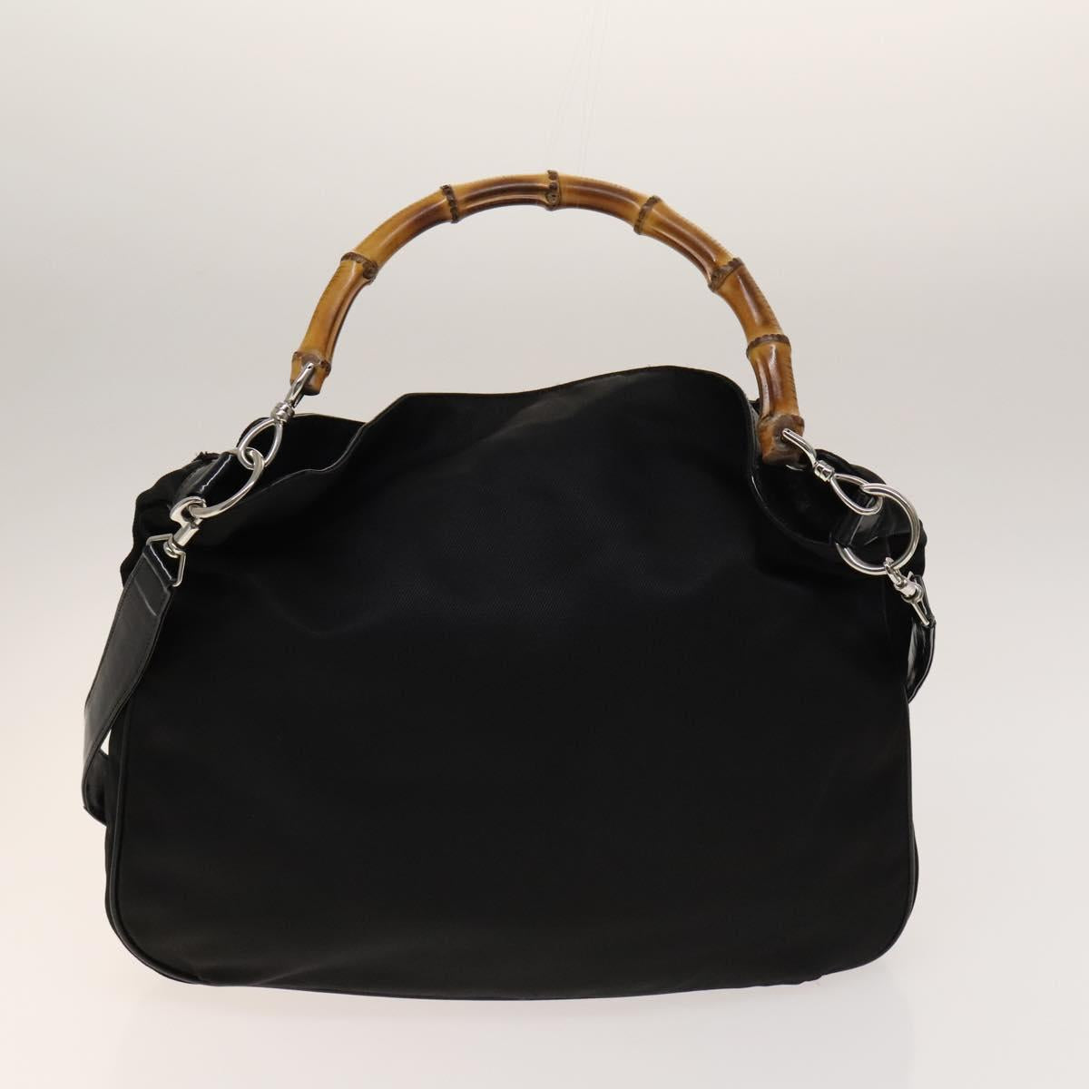 GUCCI Hand Bag Canvas Nylon 2Set Black Beige Auth ti3418