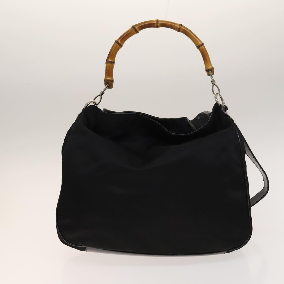 GUCCI Hand Bag Canvas Nylon 2Set Black Beige Auth ti3418