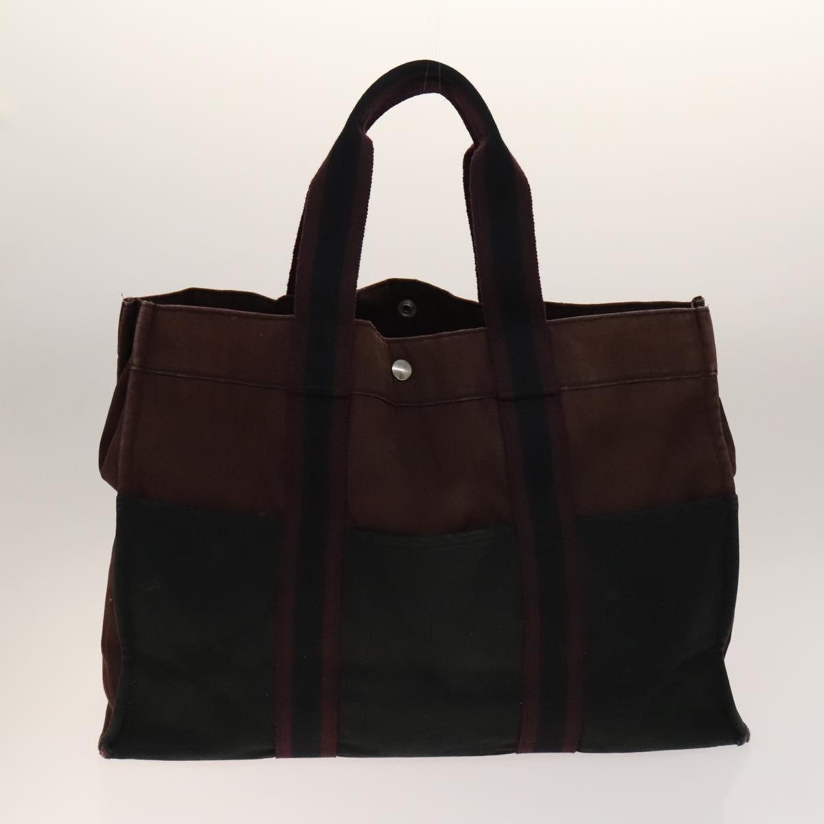 HERMES Fourre Tout Hand Bag Canvas 5Set Navy Black Red Auth ti3420