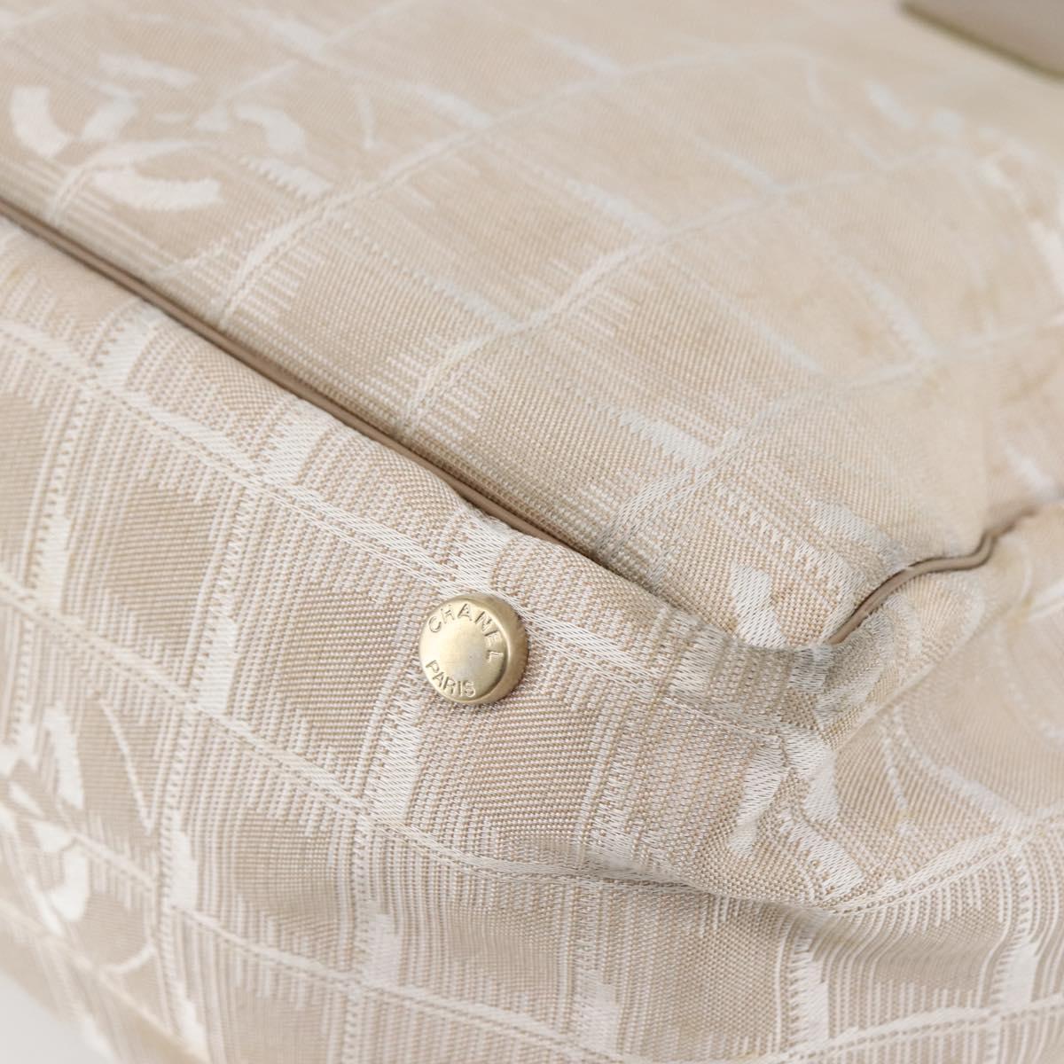 CHANEL New Travel Line Tote Bag Nylon Beige Gold CC Auth ti3422