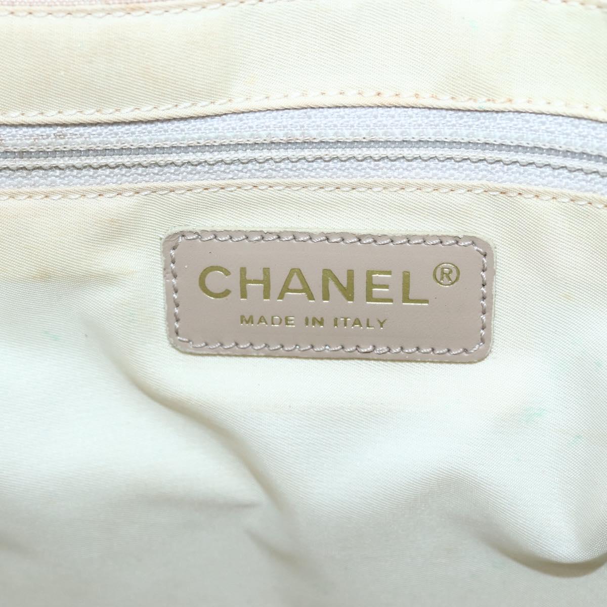 CHANEL New Travel Line Tote Bag Nylon Beige Gold CC Auth ti3422