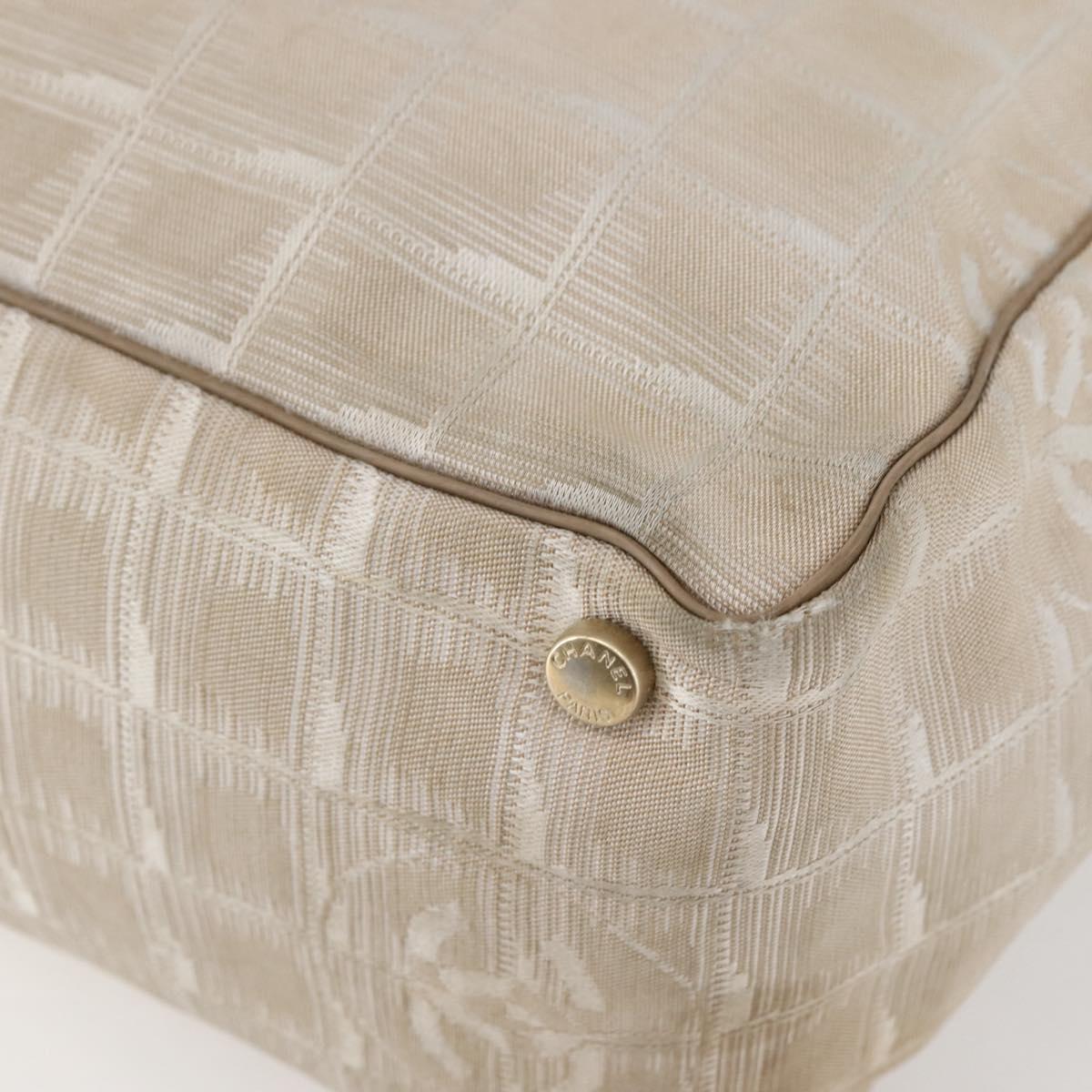 CHANEL New Travel Line Tote Bag Nylon Beige Gold CC Auth ti3423