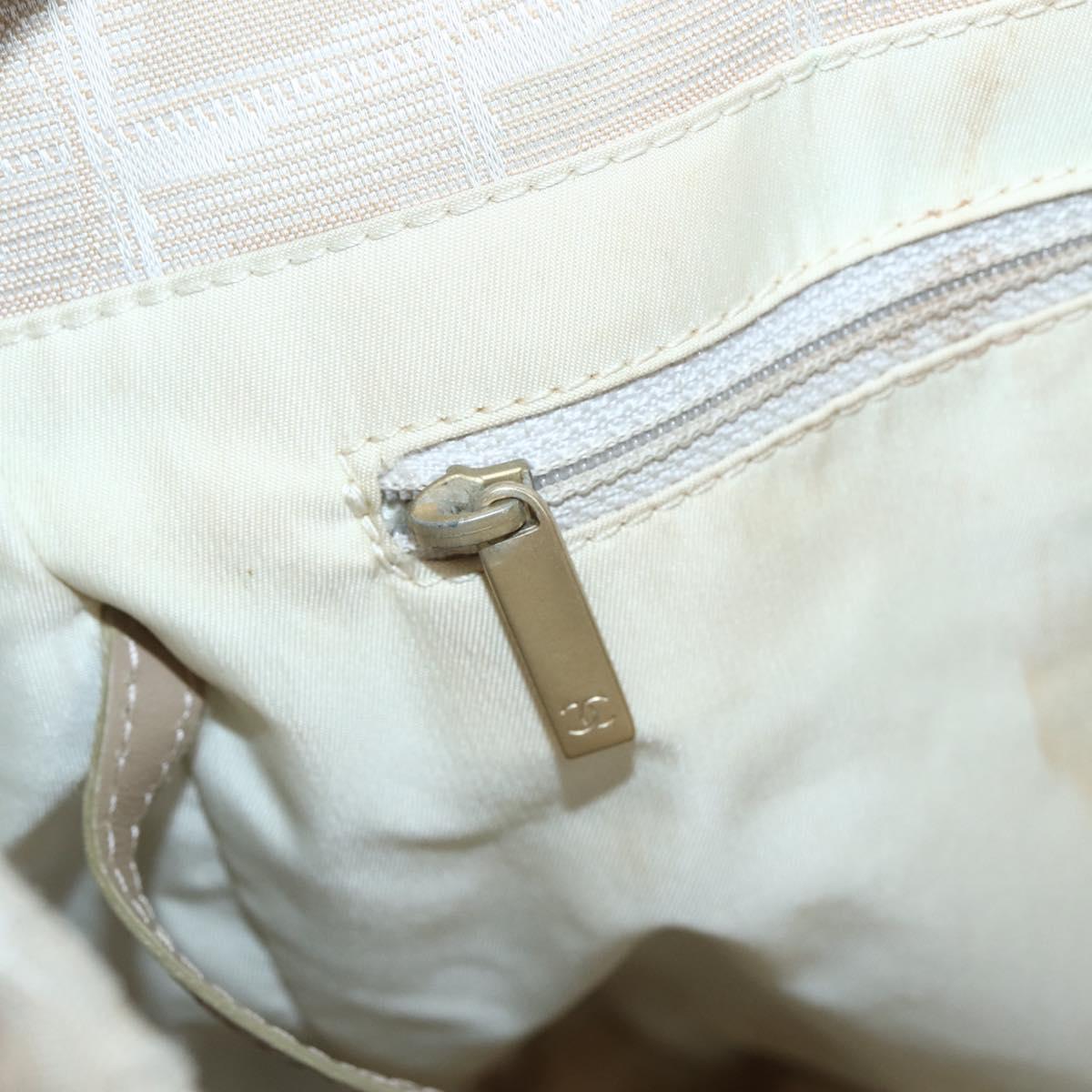 CHANEL New Travel Line Tote Bag Nylon Beige Gold CC Auth ti3423