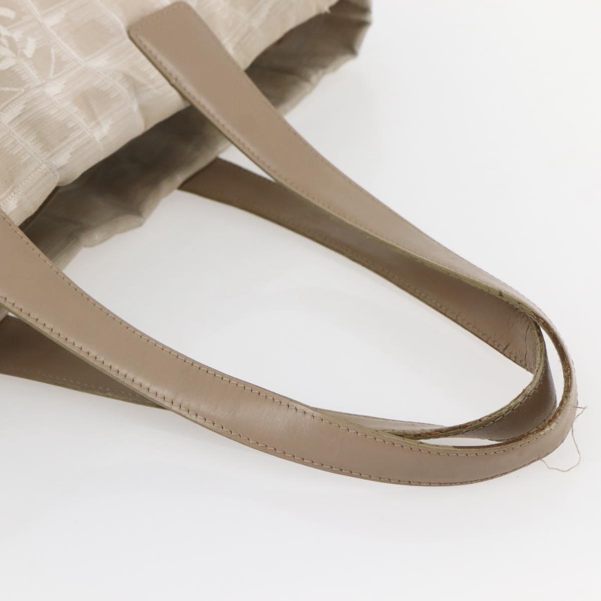 CHANEL New Travel Line Tote Bag Nylon Beige Gold CC Auth ti3423