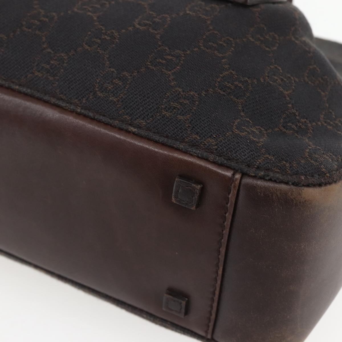 GUCCI GG Canvas Tote Bag Dark Brown Silver 101919 Auth ti3424