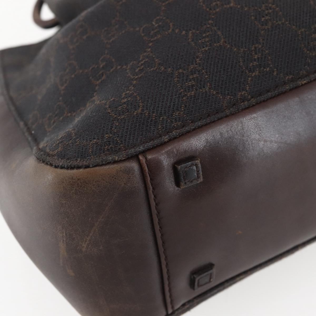 GUCCI GG Canvas Tote Bag Dark Brown Silver 101919 Auth ti3424