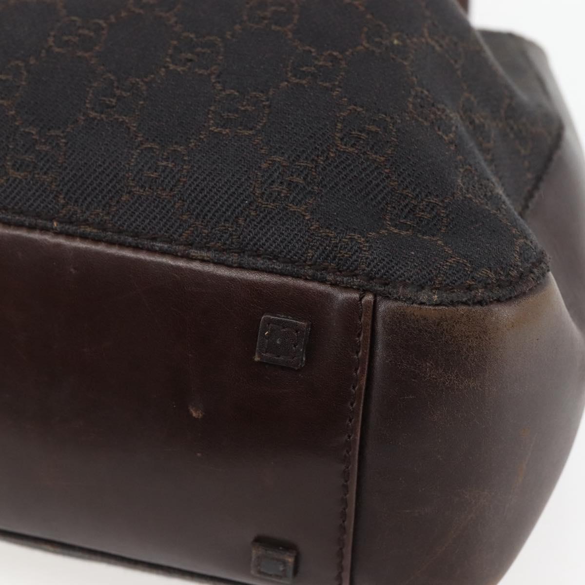 GUCCI GG Canvas Tote Bag Dark Brown Silver 101919 Auth ti3424