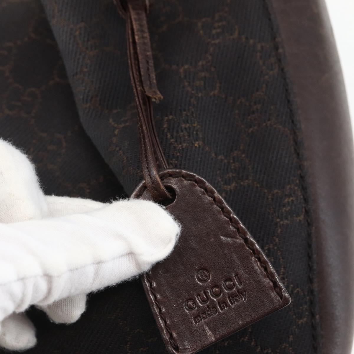 GUCCI GG Canvas Tote Bag Dark Brown Silver 101919 Auth ti3424