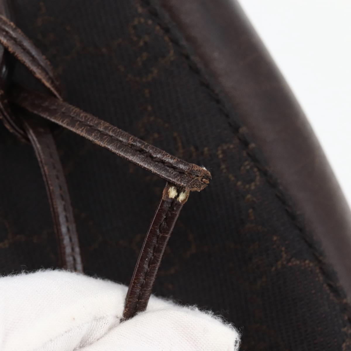 GUCCI GG Canvas Tote Bag Dark Brown Silver 101919 Auth ti3424