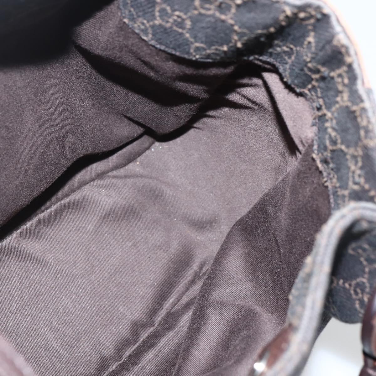 GUCCI GG Canvas Tote Bag Dark Brown Silver 101919 Auth ti3424